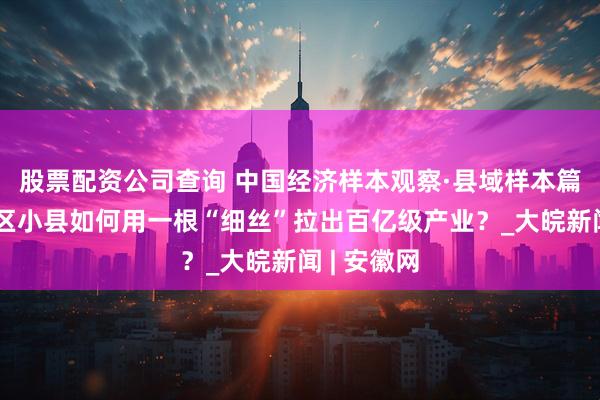 股票配资公司查询 中国经济样本观察·县域样本篇｜江西山区小县如何用一根“细丝”拉出百亿级产业？_大皖新闻 | 安徽网